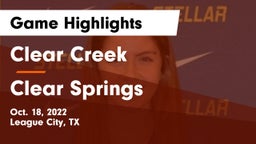 Clear Creek  vs Clear Springs  Game Highlights - Oct. 18, 2022