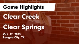Clear Creek  vs Clear Springs  Game Highlights - Oct. 17, 2023