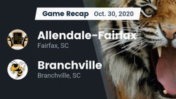 Recap: Allendale-Fairfax  vs. Branchville  2020