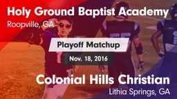 Matchup: Holy Ground Baptist  vs. Colonial Hills Christian  2016