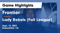 Frontier  vs Lady Rebels (Fall League) Game Highlights - Sept. 13, 2022