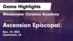 Westminster Christian Academy  vs Ascension Episcopal  Game Highlights - Nov. 10, 2023