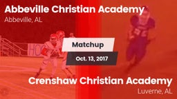 Matchup: Abbeville Christian  vs. Crenshaw Christian Academy  2017