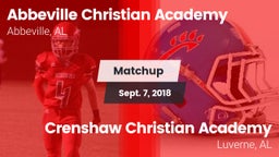 Matchup: Abbeville Christian  vs. Crenshaw Christian Academy  2018