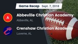 Recap: Abbeville Christian Academy  vs. Crenshaw Christian Academy  2018