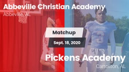 Matchup: Abbeville Christian  vs. Pickens Academy  2020
