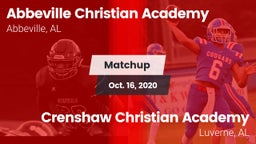 Matchup: Abbeville Christian  vs. Crenshaw Christian Academy  2020