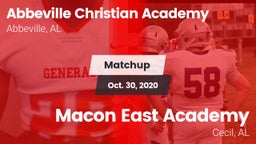Matchup: Abbeville Christian  vs. Macon East Academy  2020