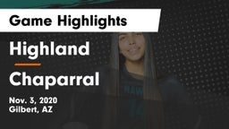 Highland  vs Chaparral  Game Highlights - Nov. 3, 2020