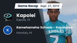 Recap: Kapolei  vs. Kamehameha Schools - Kapalama 2019