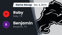 Recap: Roby  vs. Benjamin  2019