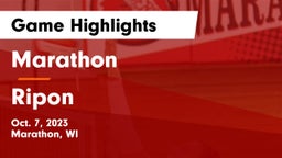 Marathon  vs Ripon Game Highlights - Oct. 7, 2023