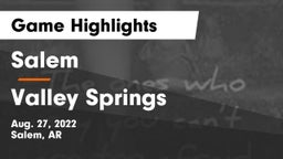 Salem  vs Valley Springs  Game Highlights - Aug. 27, 2022