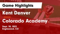 Kent Denver  vs Colorado Academy Game Highlights - Sept. 30, 2022