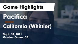 Pacifica  vs California  (Whittier) Game Highlights - Sept. 10, 2021