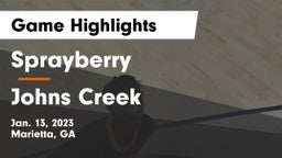 Sprayberry  vs Johns Creek  Game Highlights - Jan. 13, 2023