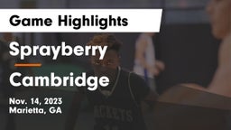 Sprayberry  vs Cambridge  Game Highlights - Nov. 14, 2023
