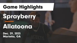 Sprayberry  vs Allatoona  Game Highlights - Dec. 29, 2023