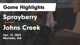 Sprayberry  vs Johns Creek  Game Highlights - Jan. 12, 2024