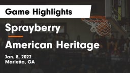 Sprayberry  vs American Heritage Game Highlights - Jan. 8, 2022
