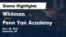 Whitman  vs Penn Yan Academy  Game Highlights - Nov. 30, 2018