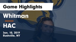 Whitman  vs HAC Game Highlights - Jan. 10, 2019