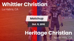 Matchup: Whittier Christian vs. Heritage Christian   2016