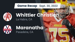 Recap: Whittier Christian  vs. Maranatha  2022