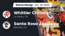 Recap: Whittier Christian  vs. Santa Rosa Academy 2022