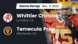 Recap: Whittier Christian  vs. Temecula Prep  2022