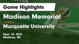 Madison Memorial  vs Marquette University  Game Highlights - Sept. 24, 2022