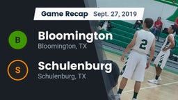 Recap: Bloomington  vs. Schulenburg  2019