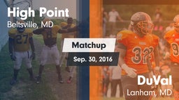 Matchup: High Point vs. DuVal  2016