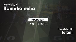 Matchup: Kamehameha vs. Iolani  2016