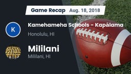 Recap: Kamehameha Schools - Kapalama vs. Mililani  2018