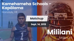 Matchup: Kamehameha Schools vs. Mililani  2019