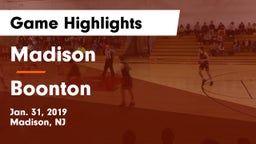 Madison  vs Boonton Game Highlights - Jan. 31, 2019