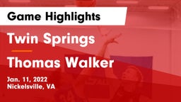 Twin Springs  vs Thomas Walker  Game Highlights - Jan. 11, 2022