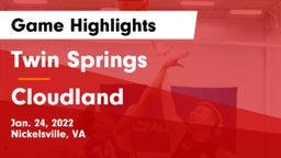 Twin Springs  vs Cloudland  Game Highlights - Jan. 24, 2022