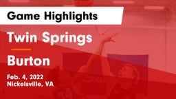Twin Springs  vs Burton  Game Highlights - Feb. 4, 2022