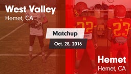 Matchup: West Valley High vs. Hemet  2016