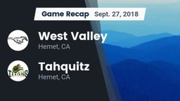 Recap: West Valley  vs. Tahquitz  2018