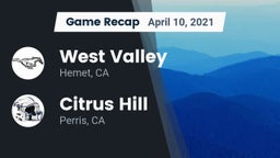 Recap: West Valley  vs. Citrus Hill  2021