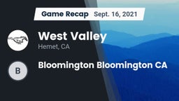 Recap: West Valley  vs. Bloomington  Bloomington CA 2021