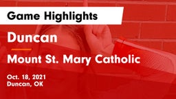 Duncan  vs Mount St. Mary Catholic  Game Highlights - Oct. 18, 2021