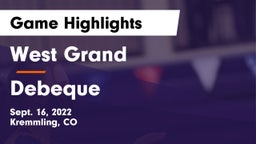 West Grand  vs Debeque Game Highlights - Sept. 16, 2022