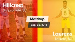 Matchup: Hillcrest vs. Laurens  2016