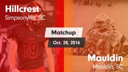 Matchup: Hillcrest vs. Mauldin  2016