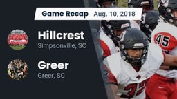 Recap: Hillcrest  vs. Greer  2018