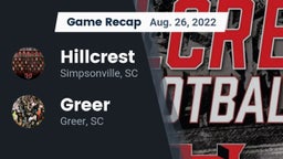 Recap: Hillcrest  vs. Greer  2022